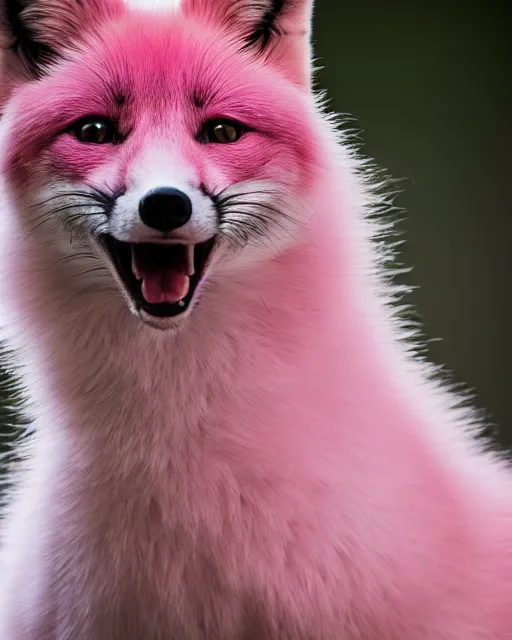 Image similar to pink fox, portrait, blue background, 8 k, 8 5 mm f 1. 8