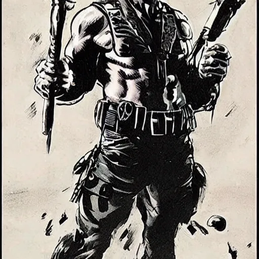 Prompt: Frank Langella as Frank Castle by Frank Frazetta and Frank Miller