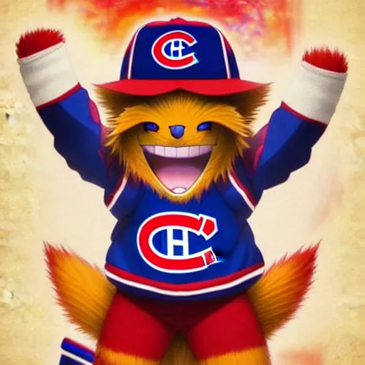 Image similar to anime Portrait of Youppi the Habs Montreal Canadiens Mascot as an evolved powerful pokemon, highly detailed anime, smooth, sharp focus, dynamic lighting, intricate, trending on ArtStation, illustration pokemon, art by WLOP