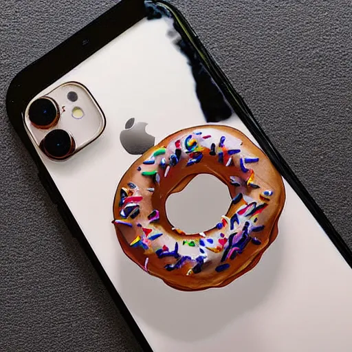 Image similar to a realistic iphone like a donut, photorealistic, ultra detailed, intricate