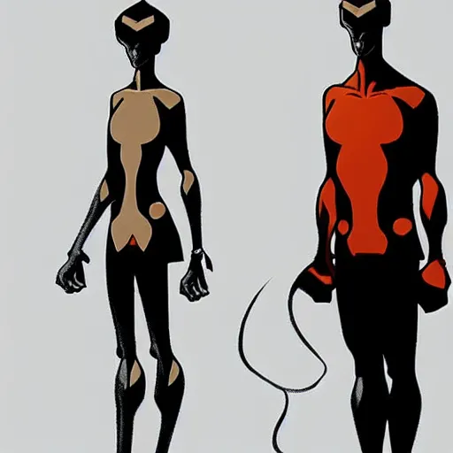 Image similar to stylized proportions, human, large shoulders, thin long legs, the expanse tv series, in the style of mike mignola, trending on artstation