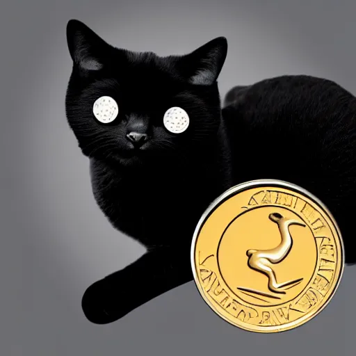 Image similar to Professional logo. Cat holding with a coin. Abstract, Pictorial.