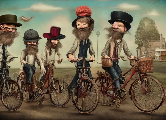 Prompt: picky blinders crew but they're all shrimps, lowbrow, matte painting, 3 - d highly detailed, in the style of mark ryden,