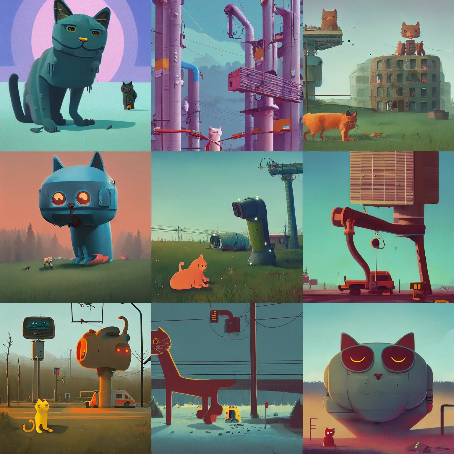 Prompt: simon cute cat stalenhag by