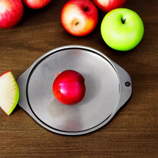 Image similar to balance scale with one apple in one side and one onion in the other