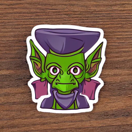 Prompt: cute d & d goblin wizard character sticker