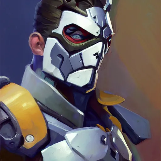 Image similar to greg manchess portrait painting of armored two face as overwatch character, medium shot, asymmetrical, profile picture, organic painting, sunny day, matte painting, bold shapes, hard edges, street art, trending on artstation, by huang guangjian and gil elvgren and sachin teng