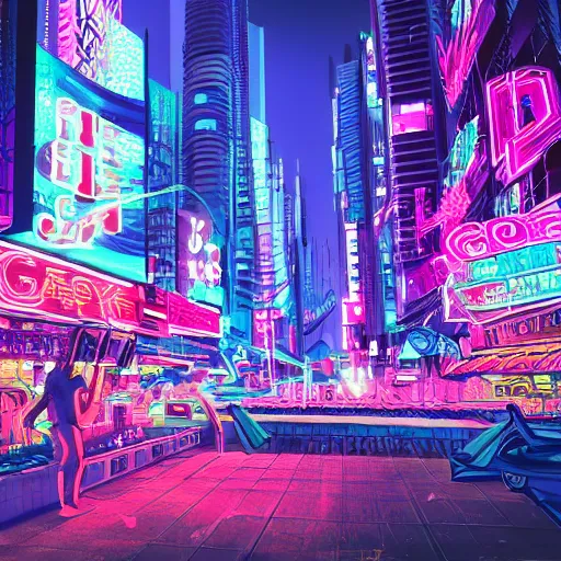 Pink Teal Digital Wallpaper Neon Cyberpunk HD Wallpaper - Eyecandy for your  XFCE-Desktop 