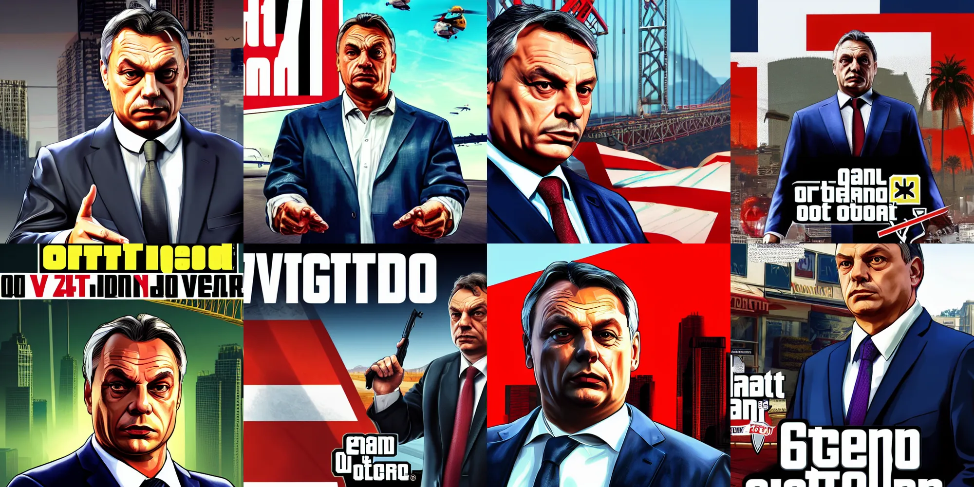 Prompt: Viktor Orban on GTA V cover, Stephen Bliss, 4k, high quality