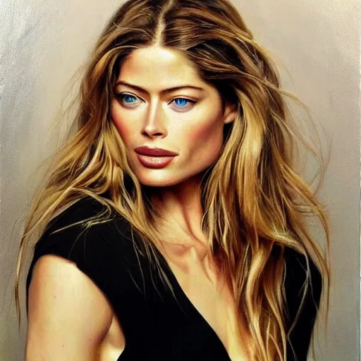 Image similar to a beautiful oil painting of Doutzen Kroes