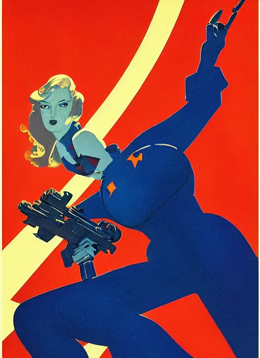 Image similar to soviet propaganda poster. beautiful cyberpunk hitwoman 😍. portrait by jean giraud and anton otto fischer and john philip falter and will eisner and gil elvgren and pixar. realistic proportions. character art. science fiction d & d. tf 2, overwatch, rb 6 s, cyberpunk 2 0 7 7, blade runner 2 0 4 9.