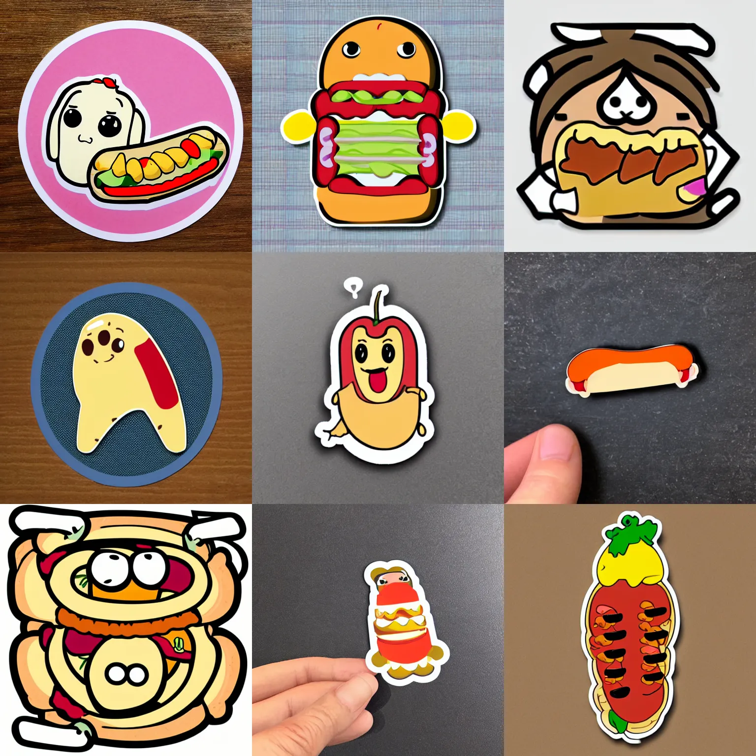 Prompt: cartoon die cut sticker of hotdog