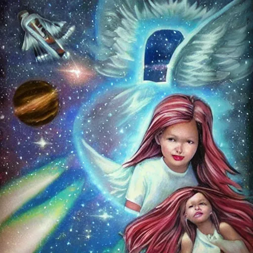 Prompt: angels in space