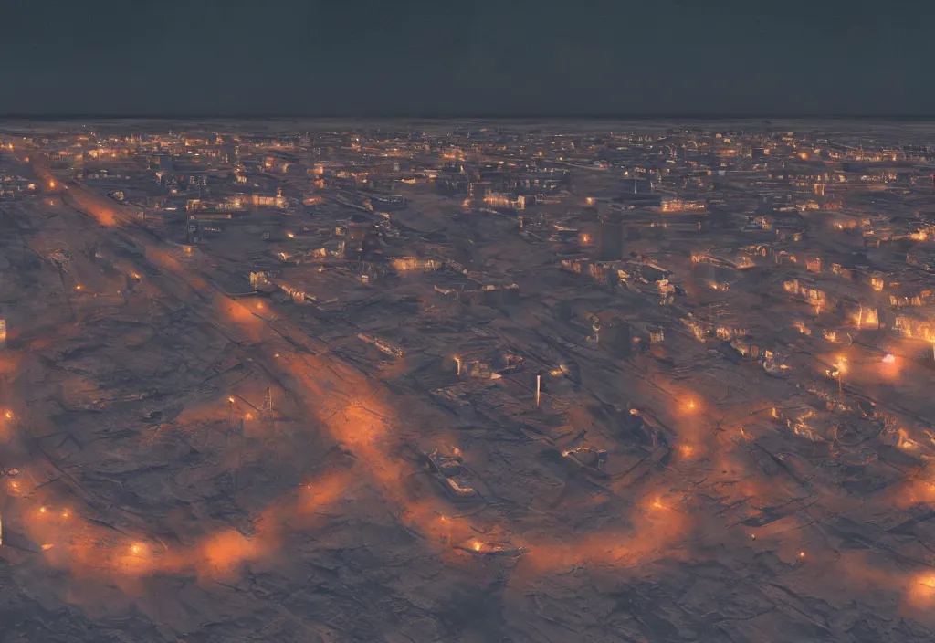 Prompt: accidentally wes anderson award - winning photograph of a moon norilsk russian lunar city, art by greg rutkowsky, trending on artstation, cinematic lighting, filmic grain, detailed, 4 k