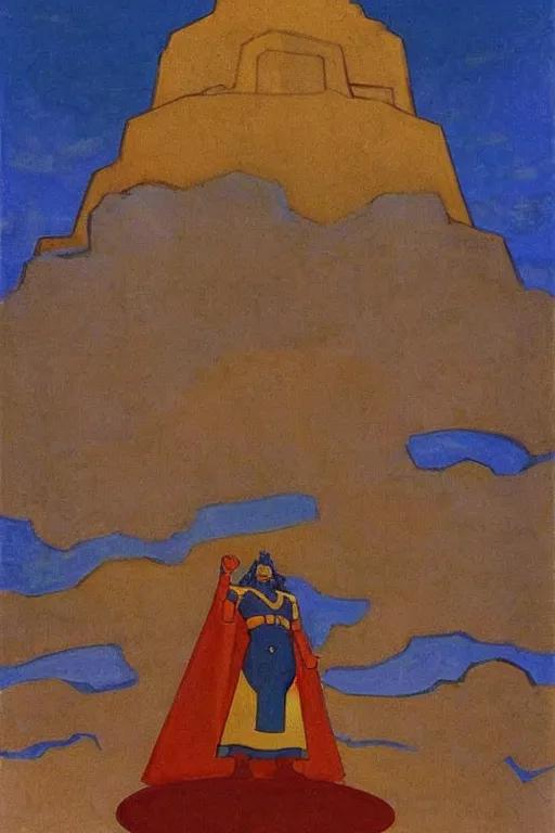 Image similar to thor, marvel, artwork by nicholas roerich,