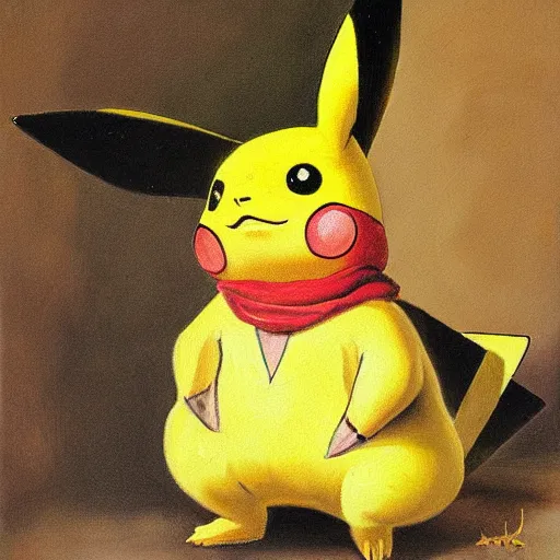 Image similar to a painting of Pikachu by adolph Menzel