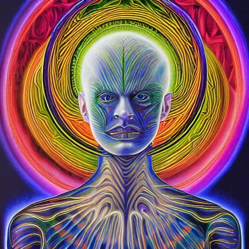 Prompt: Alex Grey art