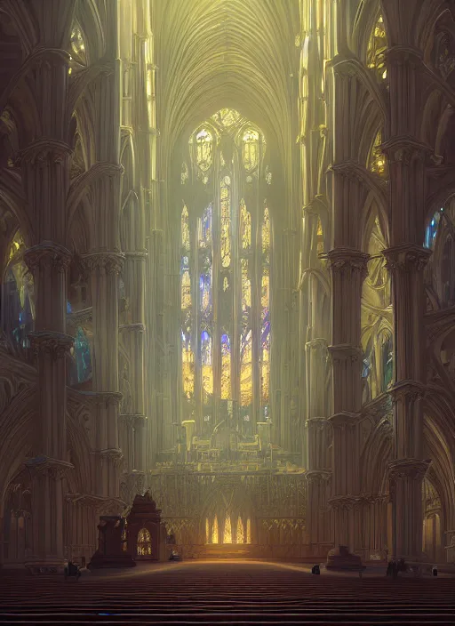 Prompt: highly detailed cathedral, stephen bliss, unreal engine, greg rutkowski, loish, rhads, beeple, makoto shinkai and lois van baarle, ilya kuvshinov, rossdraws, tom bagshaw, alphonse mucha, global illumination, radiant light, detailed and intricate environment