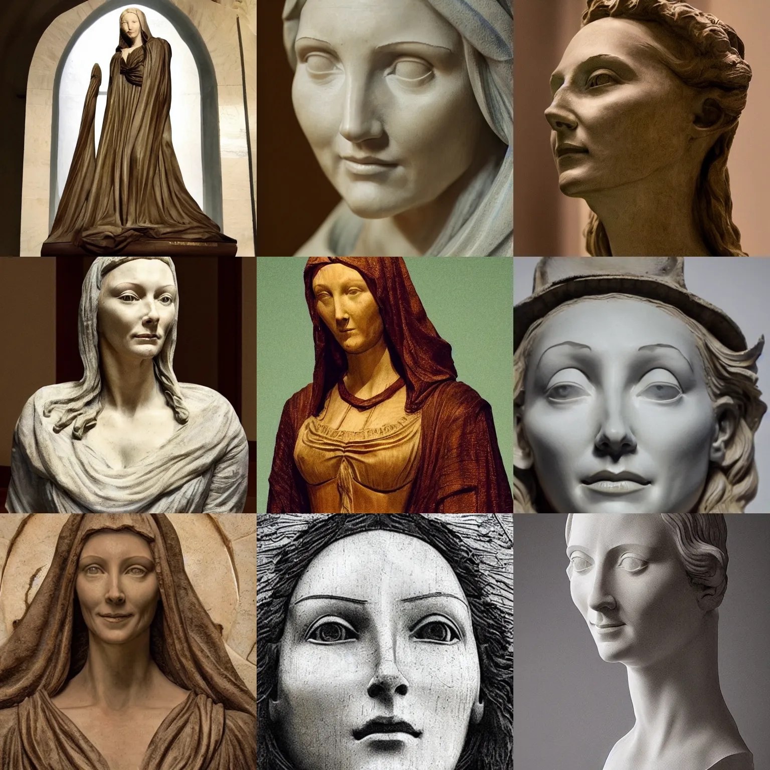 Prompt: statue of cate blanchet by leonardo davinci