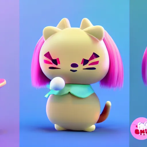 Image similar to 3 d cute doja cat avatar, sanrio style, fun video game platformer, octane render, bright colors 8 k