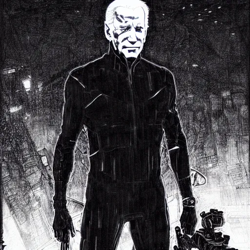 Image similar to Joe Biden looking sinister, by Tsutomu Nihei, highly detailed