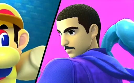 Image similar to drake as a playable fighter in super smash bros ultimate