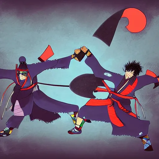 Prompt: 2 samurais fighting each other, Digital art