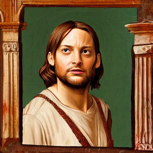 Image similar to Renaissance style painting of Tobey Maguire