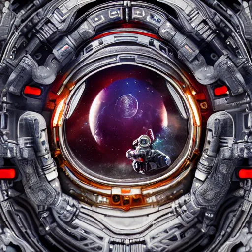 Image similar to an ornate cinematic portrait of an astronaut entering the micro atom realm of the microscopic multiverse with a tiny micro spaceship, cinematic lighting, under a microscope, trending on Artstation, highly detailed, insane details