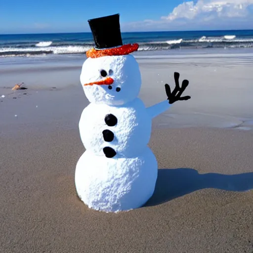 Image similar to snowman on a beach