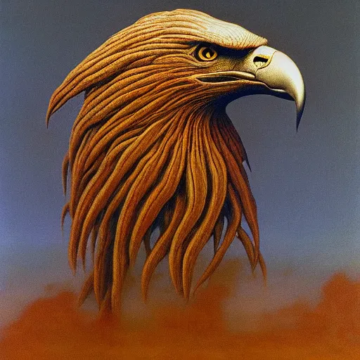 Prompt: eagle by Zdzisław Beksiński, oil on canvas