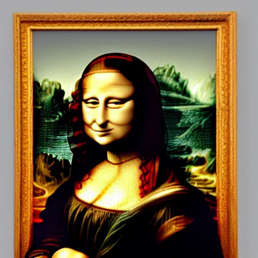 Prompt: Mona Lisa painted with cryons by a 3 years old child