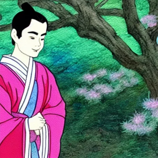 Image similar to ben shapiro in the tale of princess kaguya ( 2 0 1 3 ), beautiful, bright, smooth, wholesome, watercolor