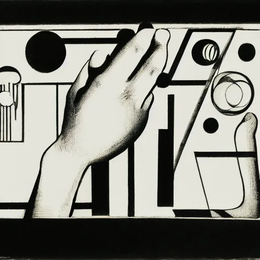 Image similar to a hand, white background, black and white, woodcut, beardsley, aubrey, crepax, guido, moholy - nagy, laszlo, bauhaus, walter gropius, josef albers, oskar schlemmer