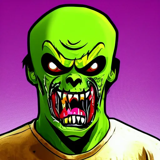 Image similar to angry zombie - head gta v game symbol, style of stephen bliss, zombie - apocalypse, icon, icon, unreal engine, octane render