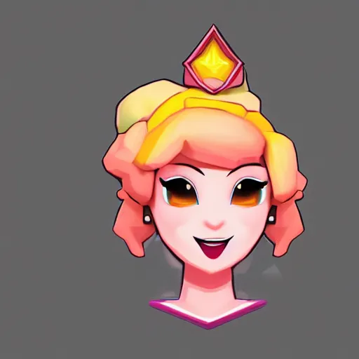 Prompt: an icon of princess peach's face, artstation, rpg, digital art, isometric, dark background.