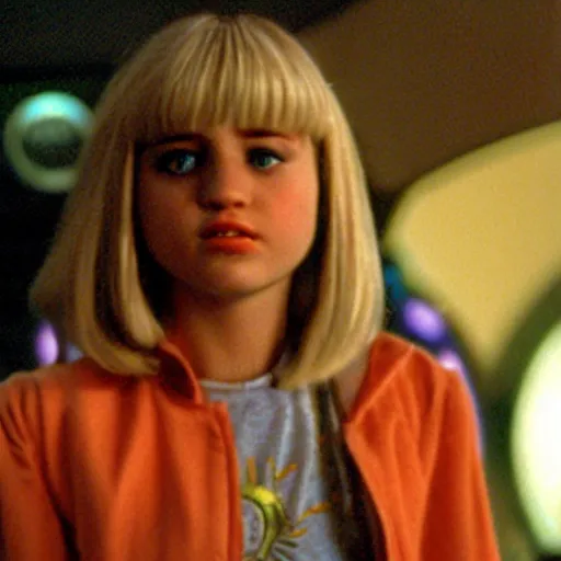 Prompt: young hannah montana as a dabo girl in quark's bar on deep space nine, 3 5 mm photography, highly detailed, cinematic lighting, 4 k