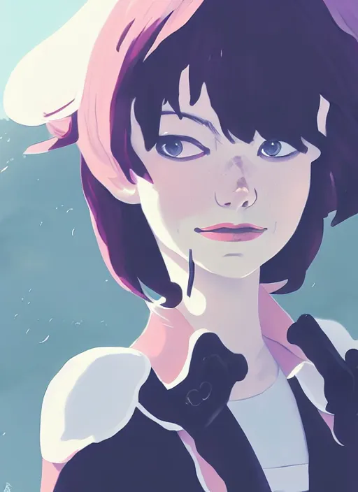 Prompt: portrait of emma stone starring cruella, cloudy sky background lush landscape illustration concept art anime key visual trending pixiv fanbox by wlop and greg rutkowski and makoto shinkai and studio ghibli