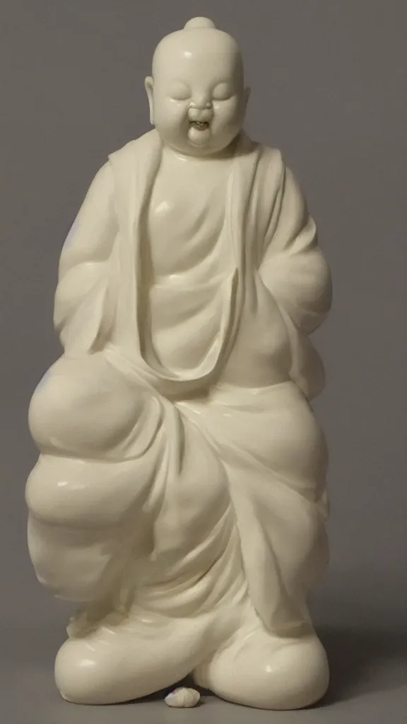 Image similar to porcelain rabbit budda statue painted by john singer sargent