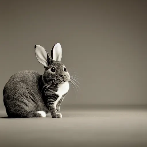 Image similar to a cross between a cat and a rabbit, photography, f / 1 6, 2 2 mm lens, soft lighting