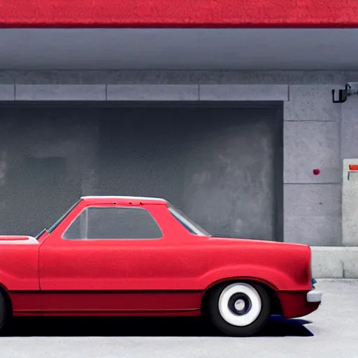 Prompt: screenshot of a beautiful red car in empty abandoned parking car, raytracing, beautiful, unreal engine