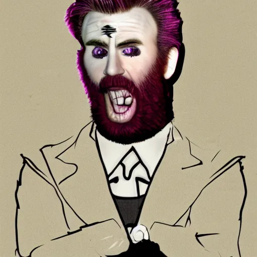 Prompt: inverted colors macabre chris evans as a muppet