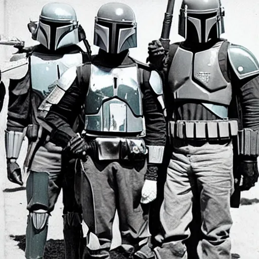 Prompt: boba fett in a 1950s puerto rican gang photo