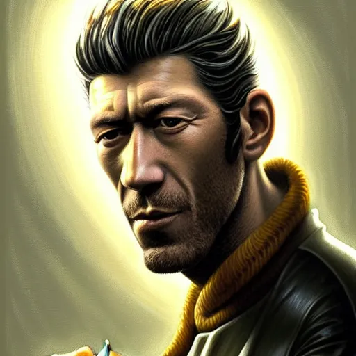 Prompt: portrait of Vincent Cassel eating hamburgers, advertising billboard, extra onions and ketchup, luscious patty with sesame seeds, ethereal, holy sacred light rays, handsome, D&D, fantasy, intricate, elegant, highly detailed, digital painting, artstation, concept art, matte, sharp focus, illustration, art by Artgerm and Greg Rutkowski and Alphonse Mucha