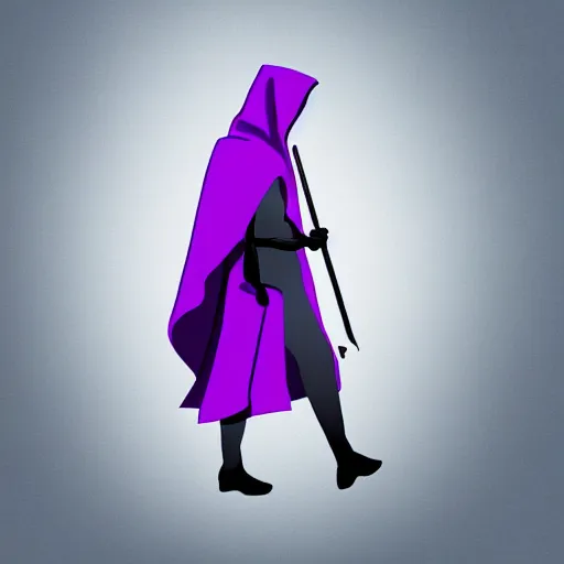 Image similar to grim reaper, purple cloak, full body