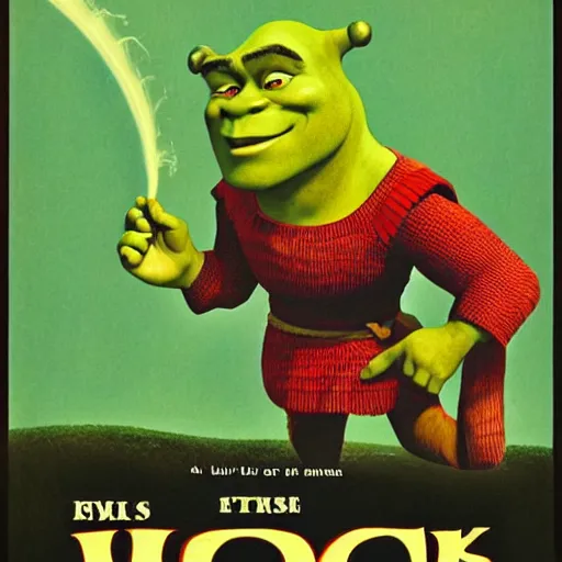 Prompt: vintage movie poster for shrek,