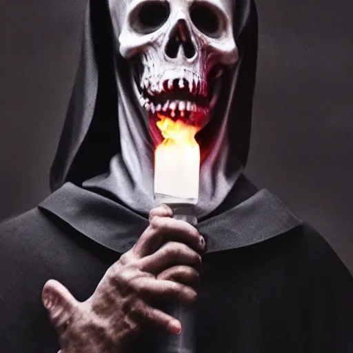 Prompt: the grim reaper exhaling a large hit from his bong, award winning professional composite photography, cinematic