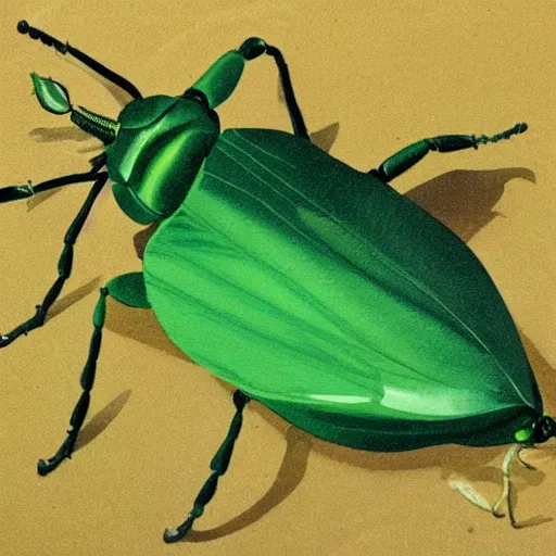 Image similar to shiny green rose chafer style pf cooper, colin campbell gogos, basil painted style