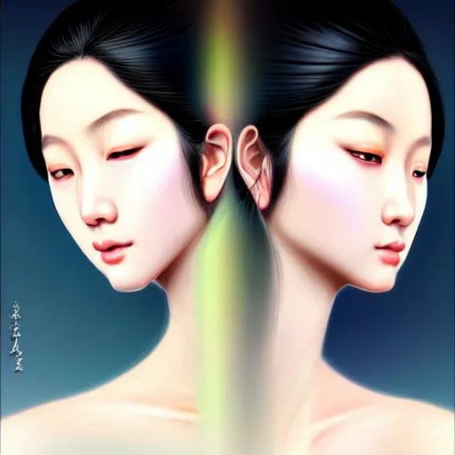 Prompt: digital painting of a close up face portrait of an elegant, beautiful, sophisticated, fashionable, pretty, young burmese - japanese depressed model, lucid pulsar star energy. intricate ornate detail, eye focus, by artgerm, range murata, jeremy lipking, trending on pinterest, artstation hq, vivid 8 k, film still.