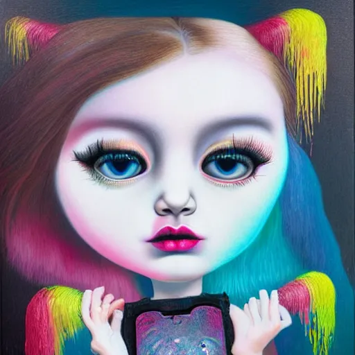 Image similar to Glitchpunk girl, painting by Mark Ryden